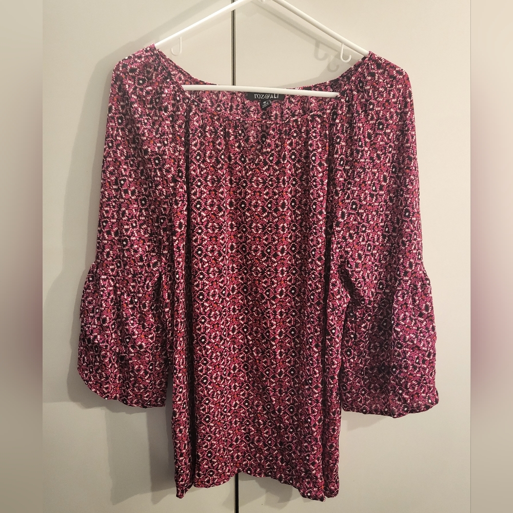 Roz & Ali Womans 1X Pink Blouse